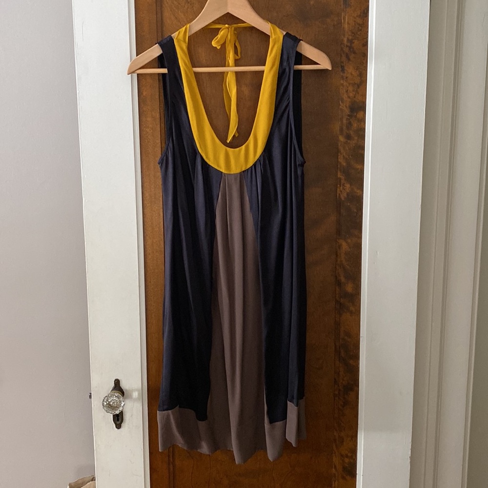 Tufi Duek Silk Colorblock Swing Dress